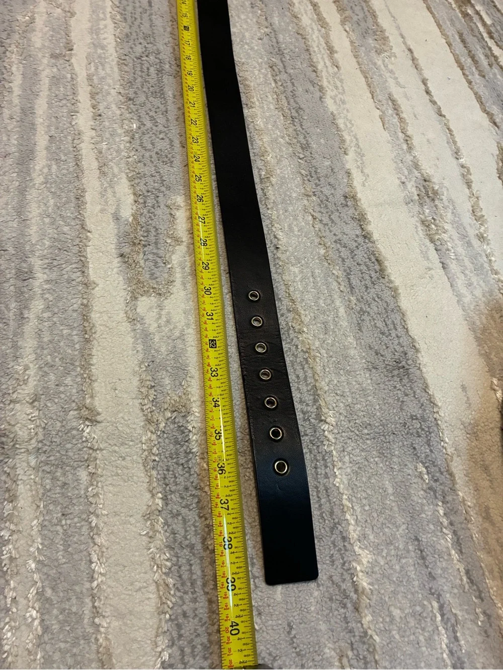 Anne Klein black polyurethane belt w/polished gold-tone round buckle NWOT